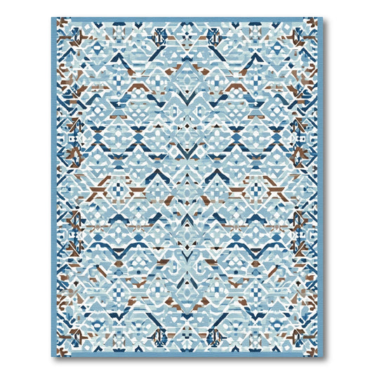 Geometric Blue Brown Diamond Weave Rug