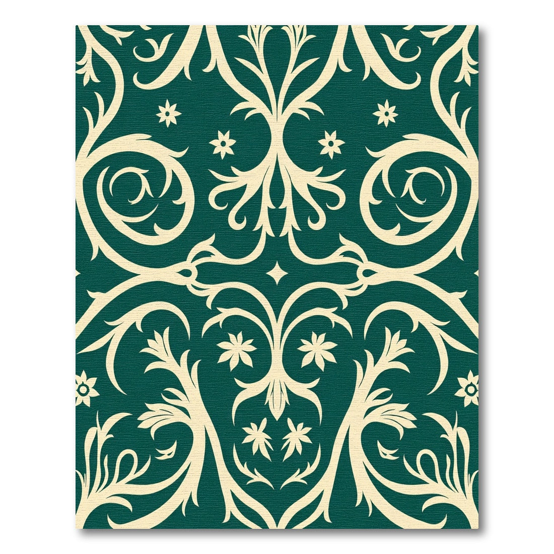 Cream Swirl Scrolling Floral Emerald Rug