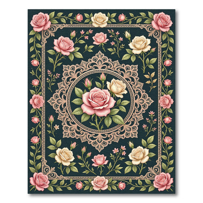 Vintage Blush Pink Rose Lace Rug