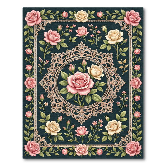 Vintage Blush Pink Rose Lace Rug