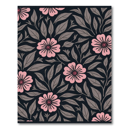 Pink Floral Dark Woodland Garden Rug