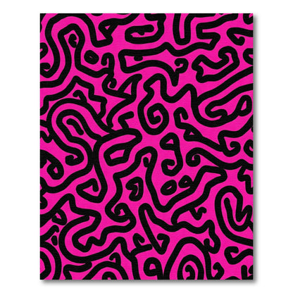 Hot Pink Flowing Line Abstract Rug