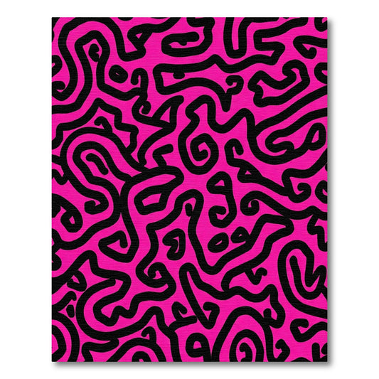Hot Pink Flowing Line Abstract Rug