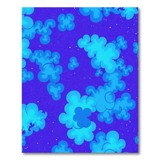 Nebula Blue Abstract Cloud Cluster Rug