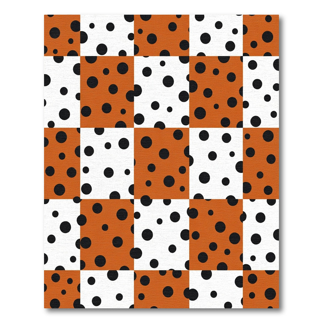 Orange White Polka Dot Squares Rug