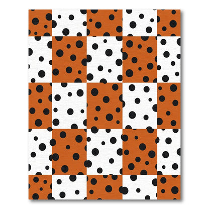 Orange White Polka Dot Squares Rug