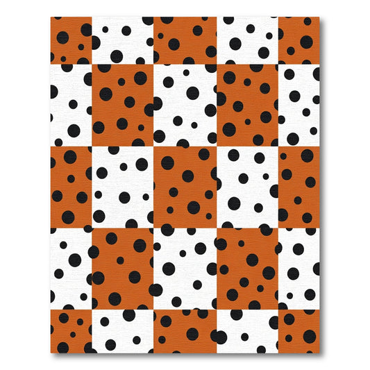 Orange White Polka Dot Squares Rug