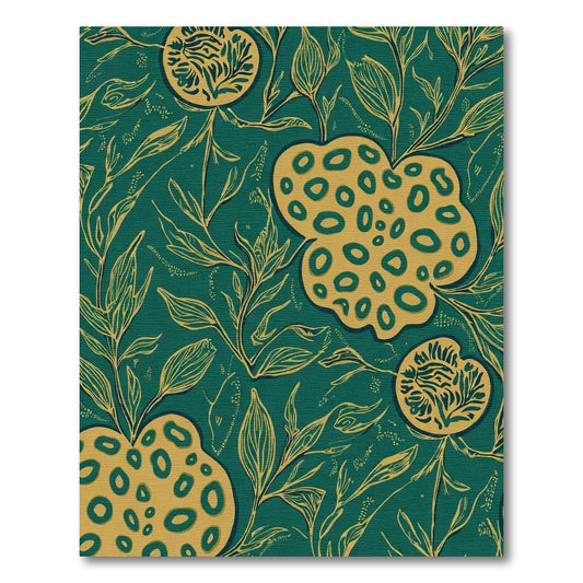 Emerald Green Botanical Fruit Medallion Rug