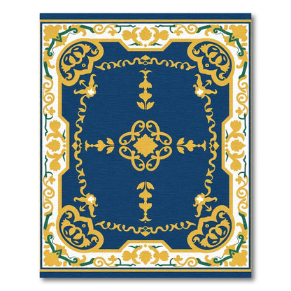 Ornate Sapphire Golden Bloom Rug