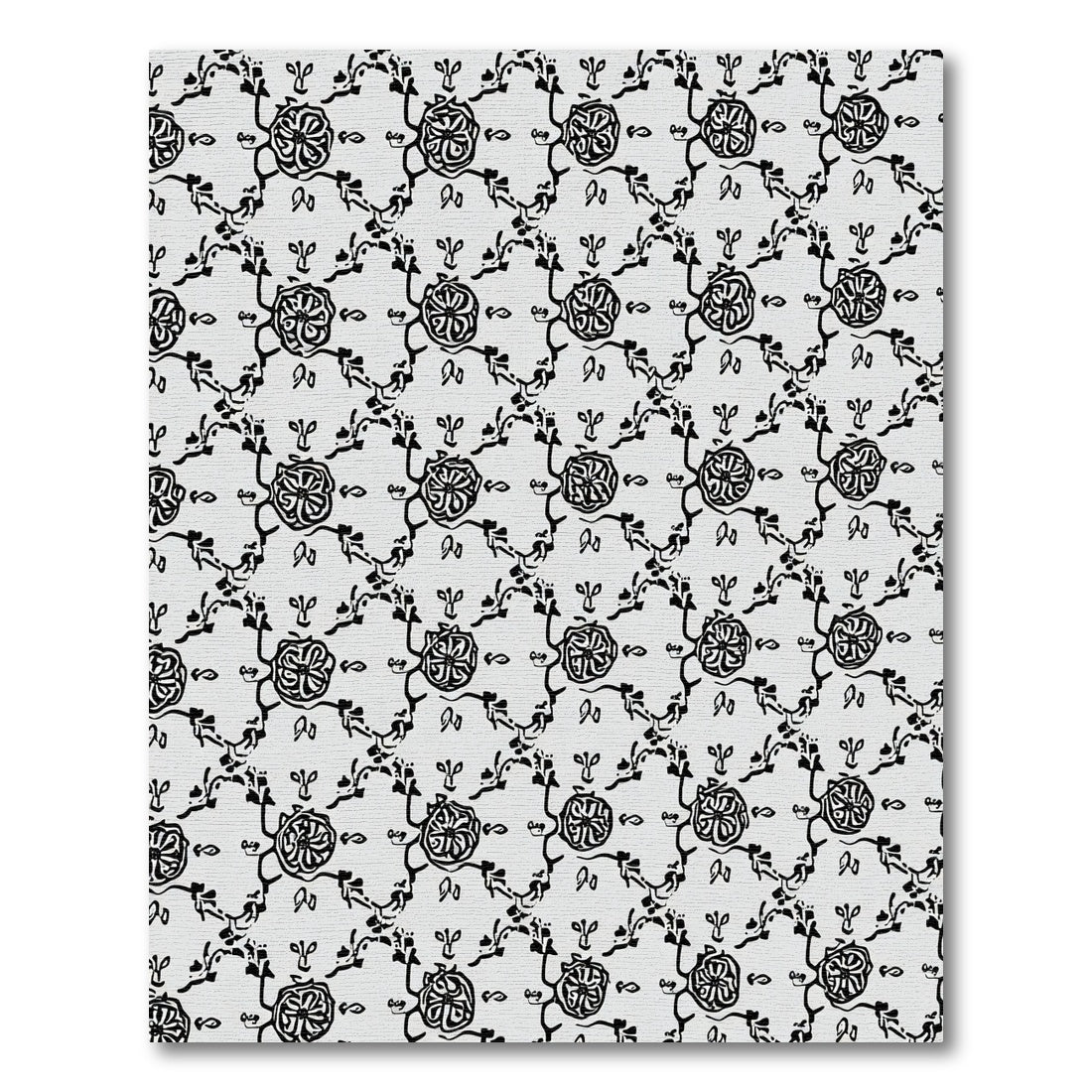 Monochromatic Sketch Floral Vine Rug