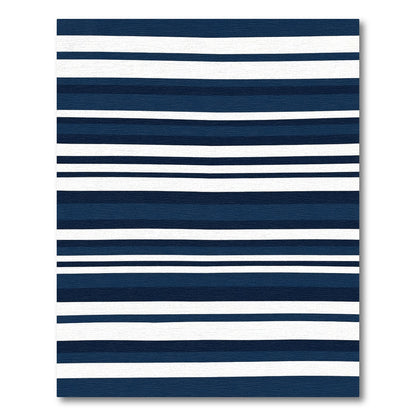 Navy White Striped Modern Textile Rug