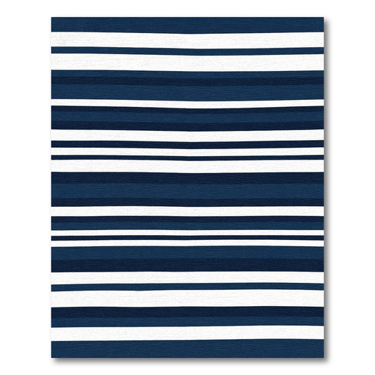 Navy White Striped Modern Textile Rug