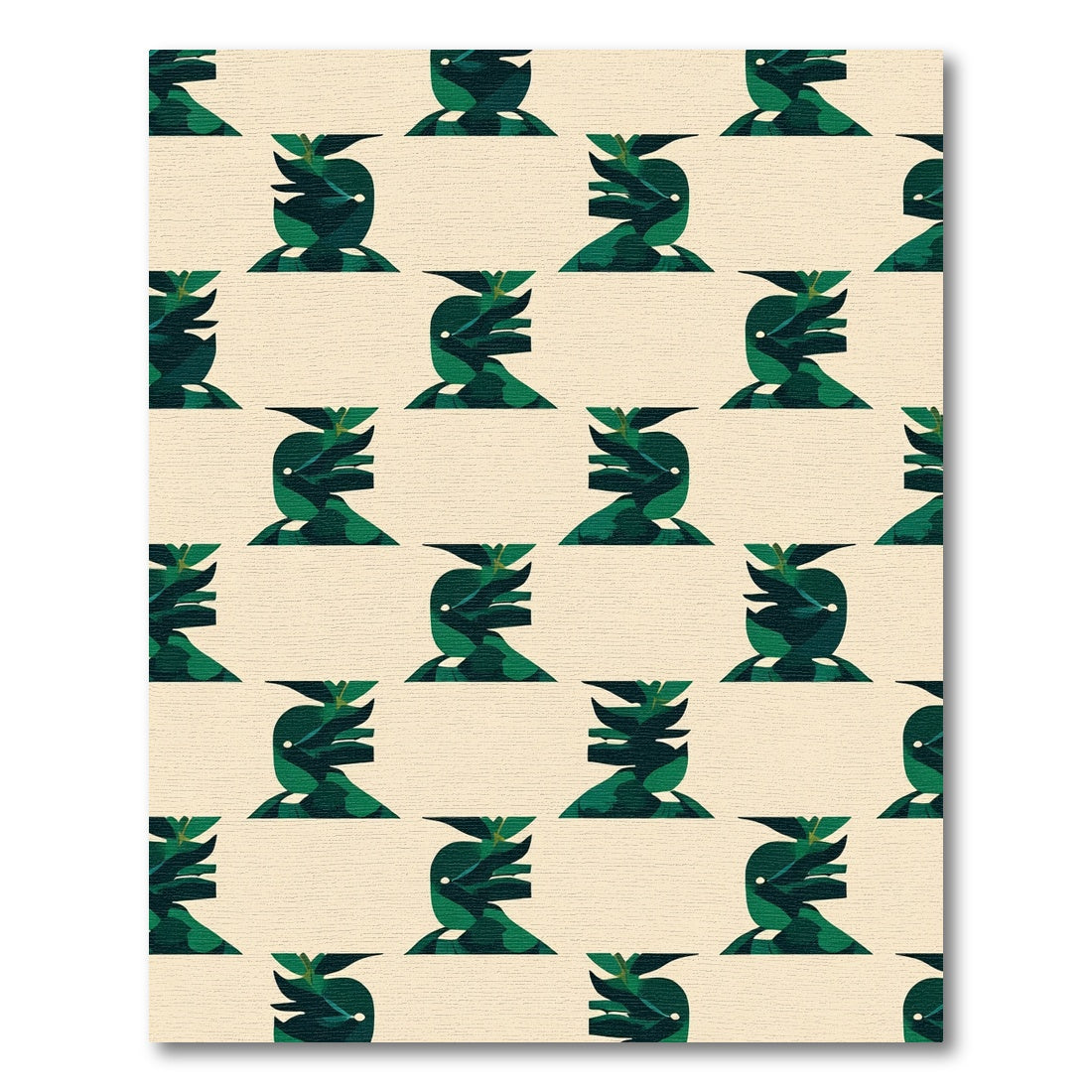 Emerald Abstract Botanical Forms Rug