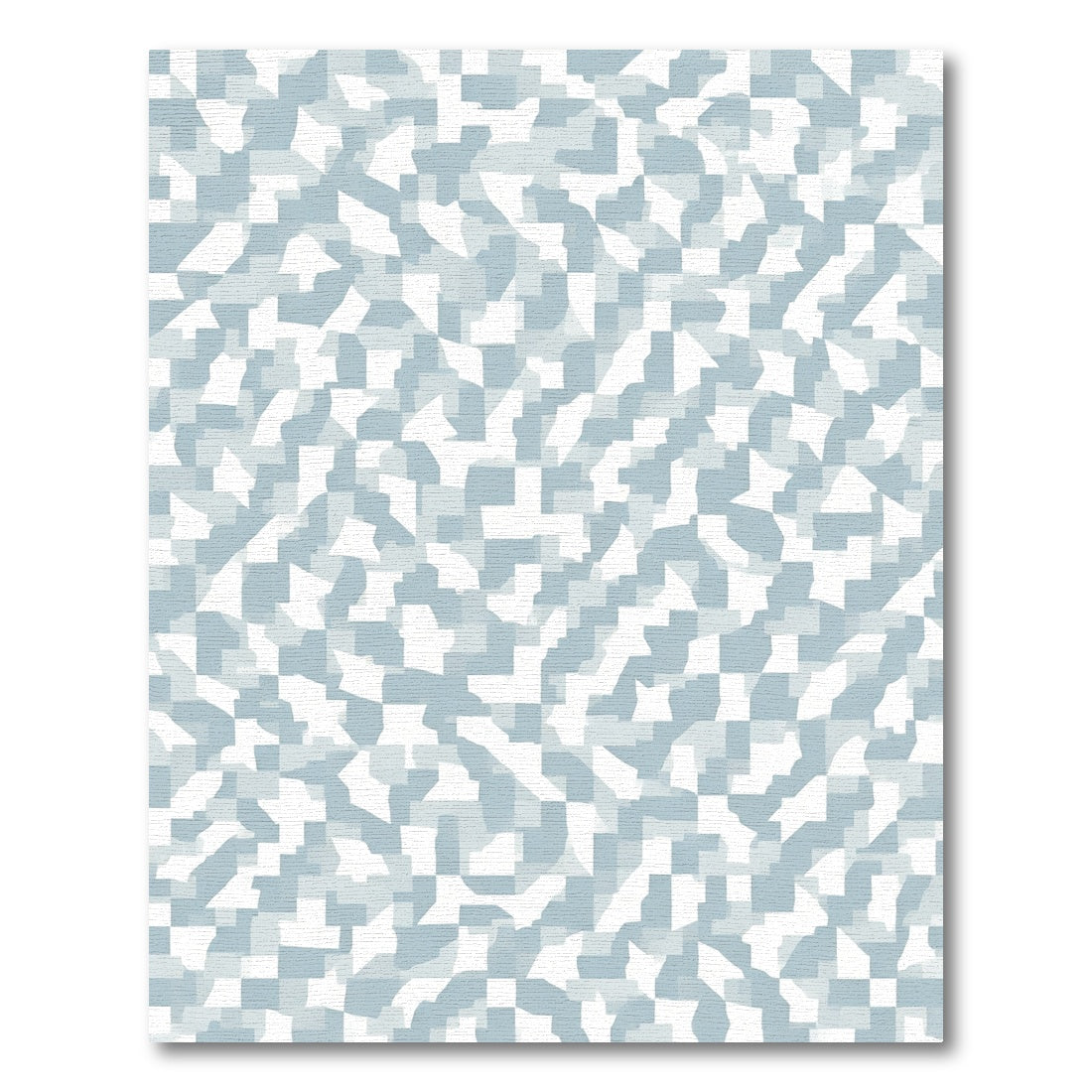 Abstract White Blue Fragmented Squares Rug