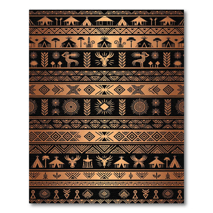 Copper Black Tribal Ethnic Geometric Art Rug