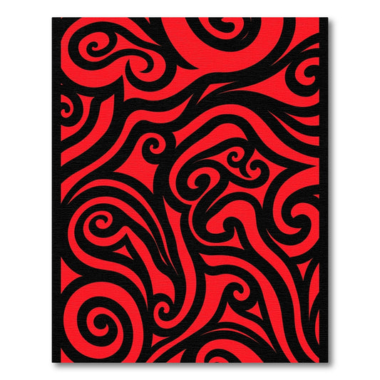 Bold Red Swirl Tribal Rug