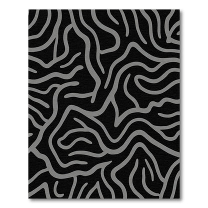 Gray Abstract Organic Line Rug
