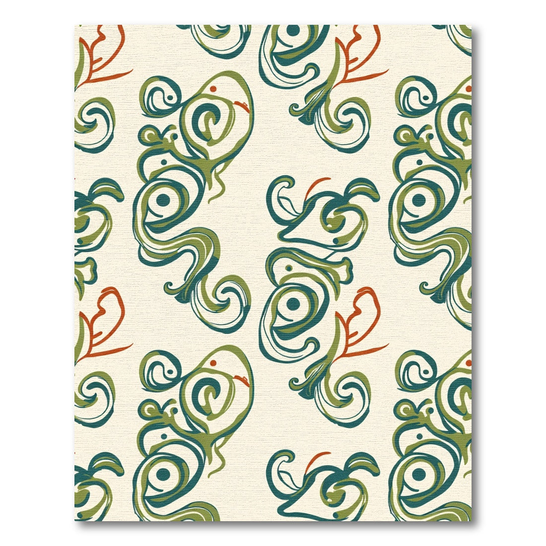 Abstract Teal Green Swirl Art Deco Rug