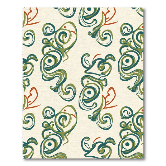 Abstract Teal Green Swirl Art Deco Rug