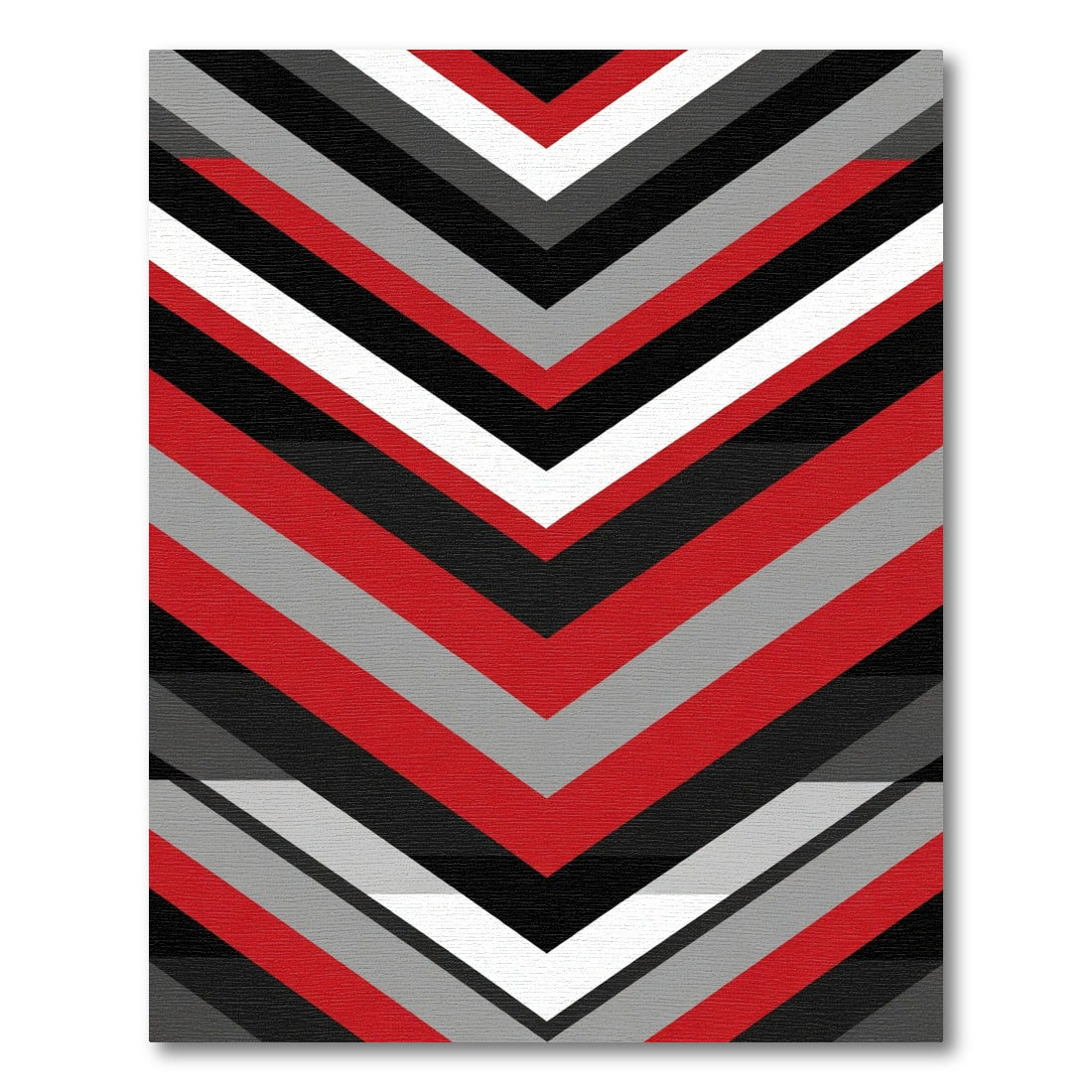 Bold Red Black Gray Chevron Stripes Rug