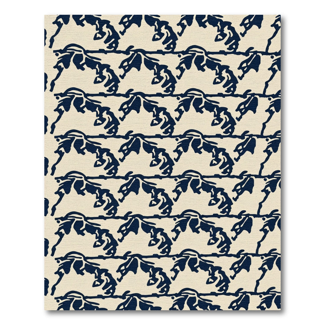 Navy Blue Abstract Horse Run Motif Rug