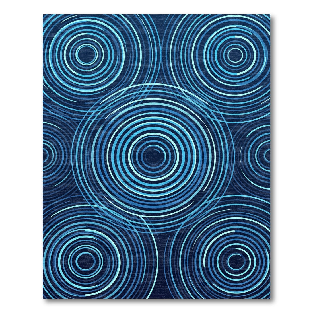 Concentric Blue Ripple Circles Rug