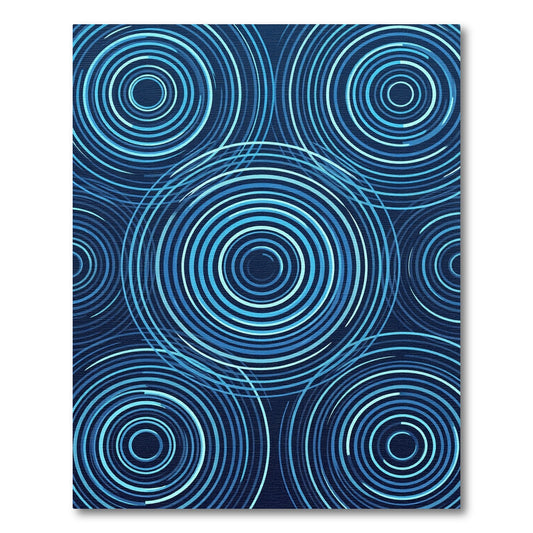 Concentric Blue Ripple Circles Rug