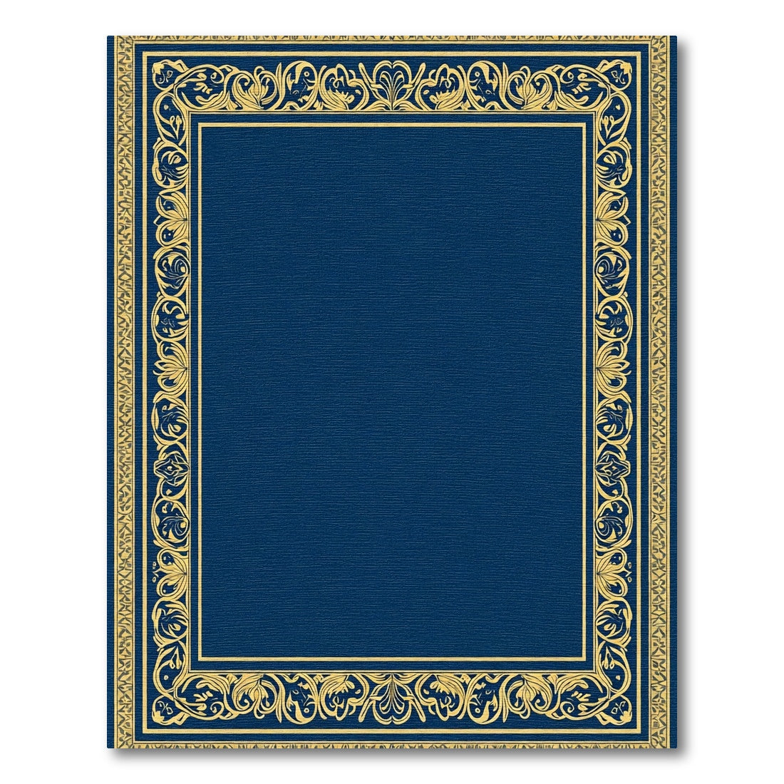 Majestic Blue Gold Floral Frame Rug