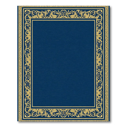 Majestic Blue Gold Floral Frame Rug