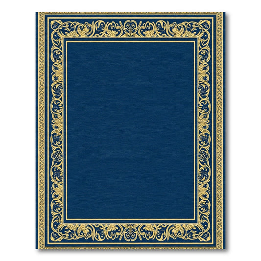Majestic Blue Gold Floral Frame Rug
