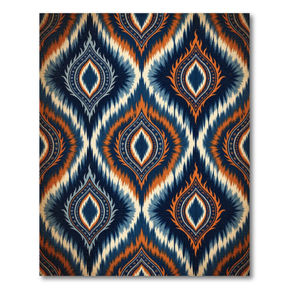 Indigo and Amber Ikat Medallion Rug