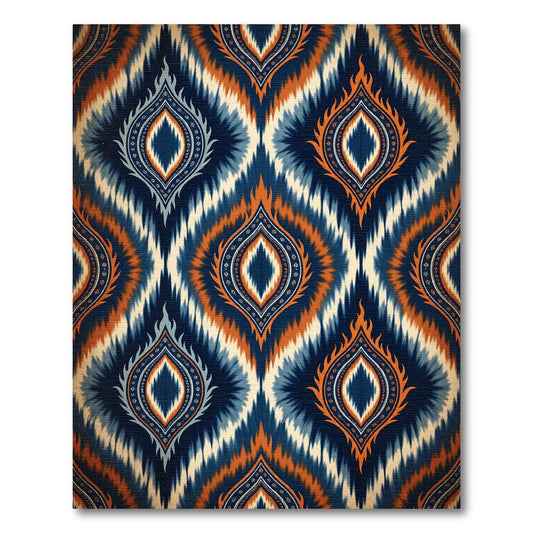 Indigo and Amber Ikat Medallion Rug
