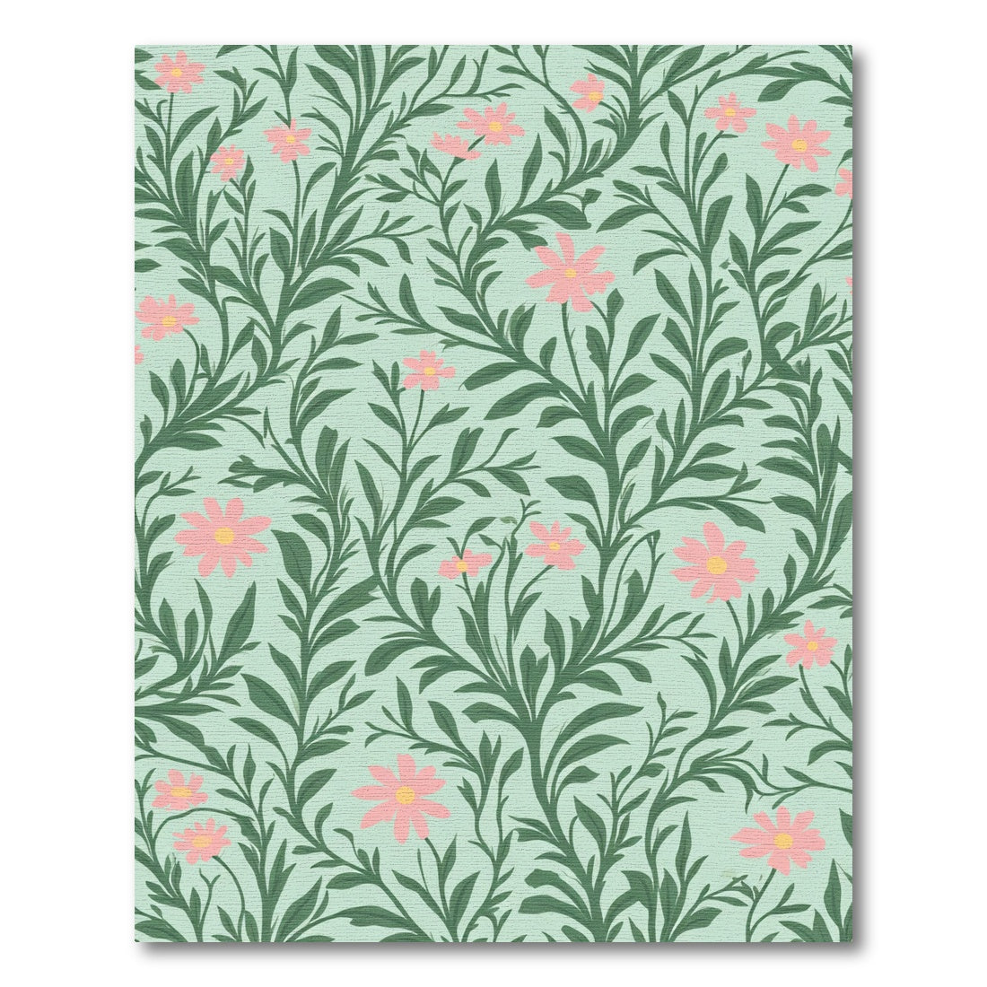 Soft Pink Flower Vine Meadow Rug