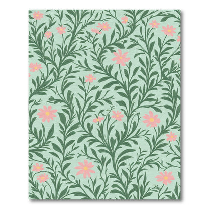 Soft Pink Flower Vine Meadow Rug