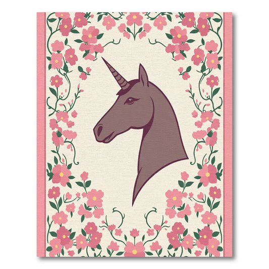 Enchanting Unicorn Floral Garden Rug