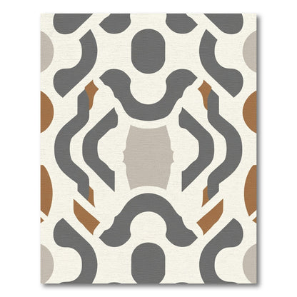 Modern Cream Gray Brown Abstract Overlay Rug
