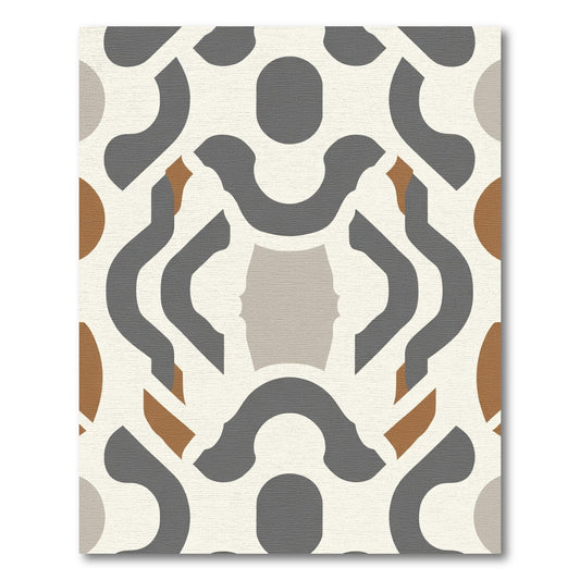 Modern Cream Gray Brown Abstract Overlay Rug