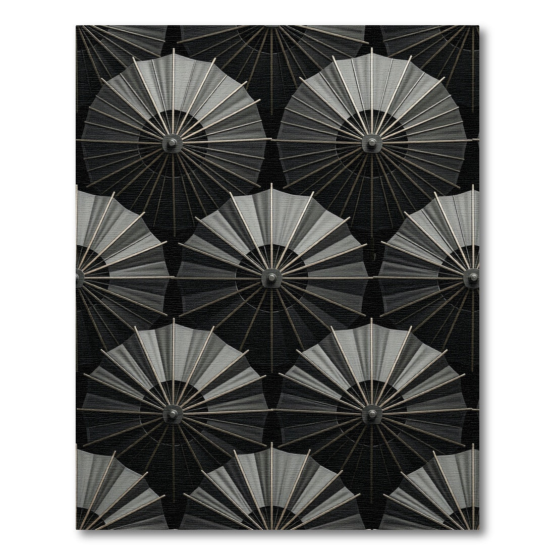 Dark Gray Fan Medallion Rug