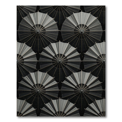 Dark Gray Fan Medallion Rug