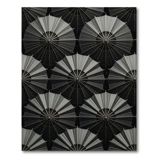 Dark Gray Fan Medallion Rug