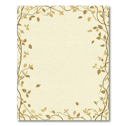 Golden Brown Twig Leaf Border Rug