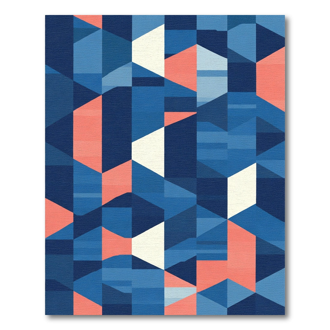 Blue Coral Geometric Facet Rug