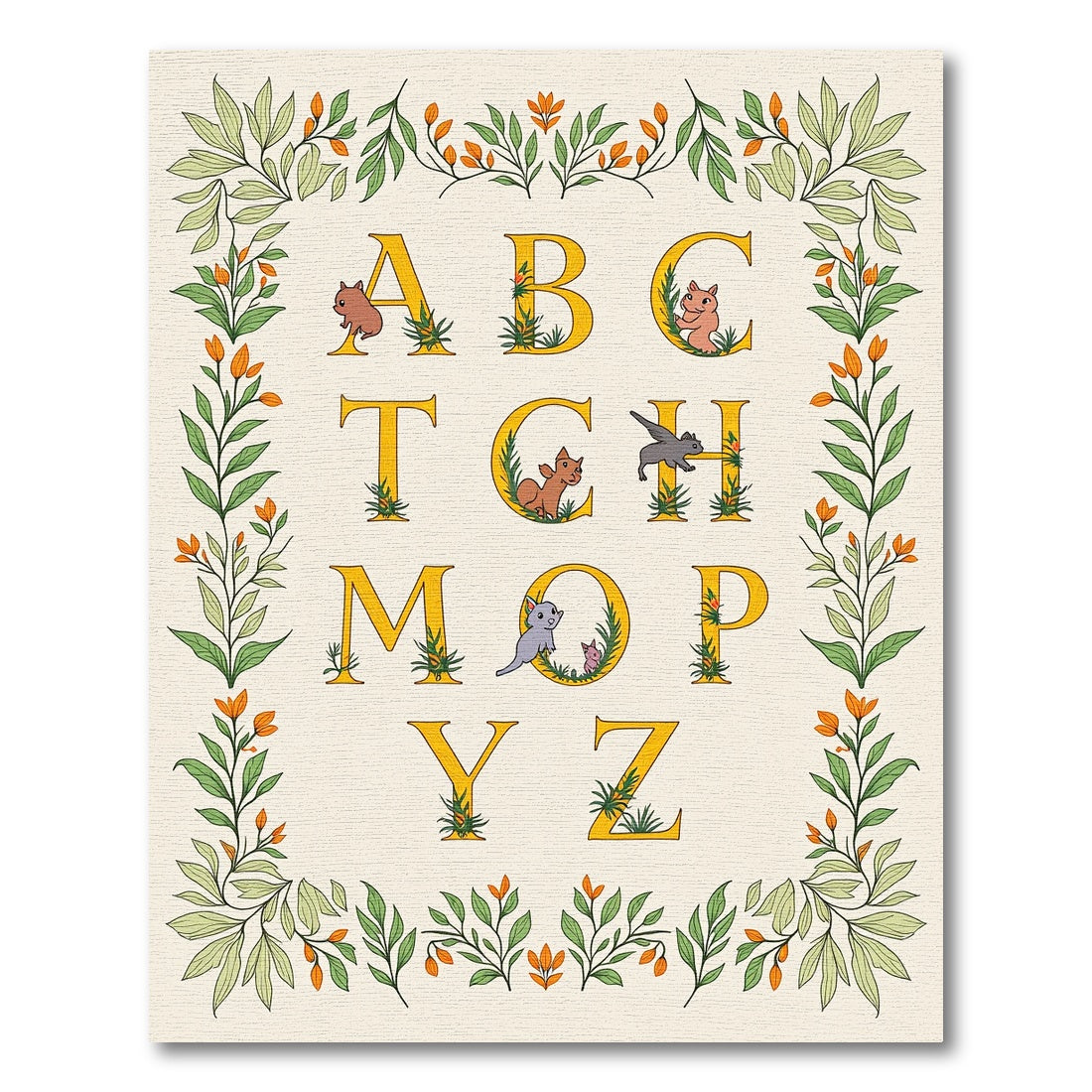 Alphabet Border With Whimsical Creatures Rug