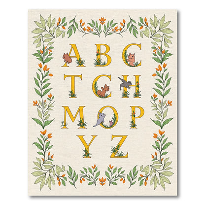 Alphabet Border With Whimsical Creatures Rug