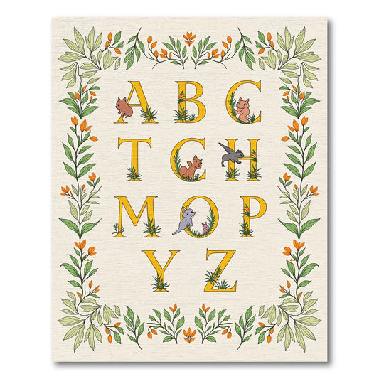 Alphabet Border With Whimsical Creatures Rug