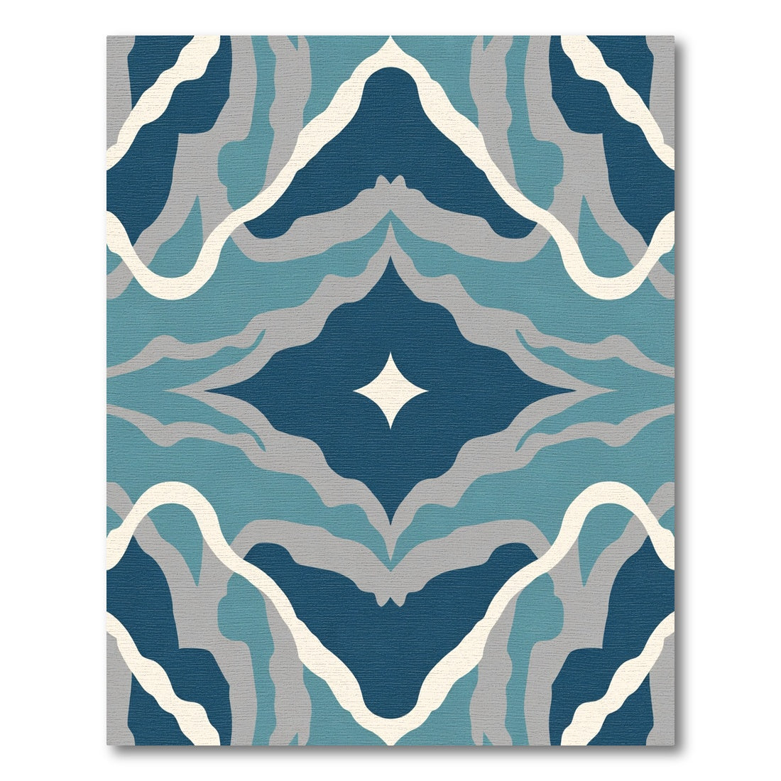 Deep Blue Abstract Flowing Waves Rug