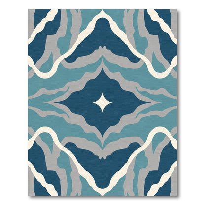 Deep Blue Abstract Flowing Waves Rug