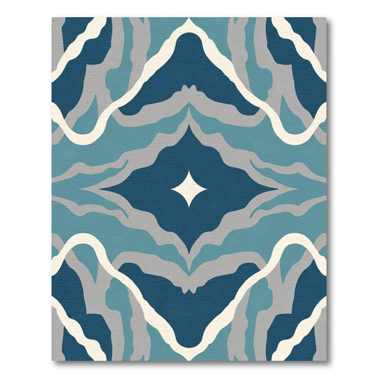 Deep Blue Abstract Flowing Waves Rug