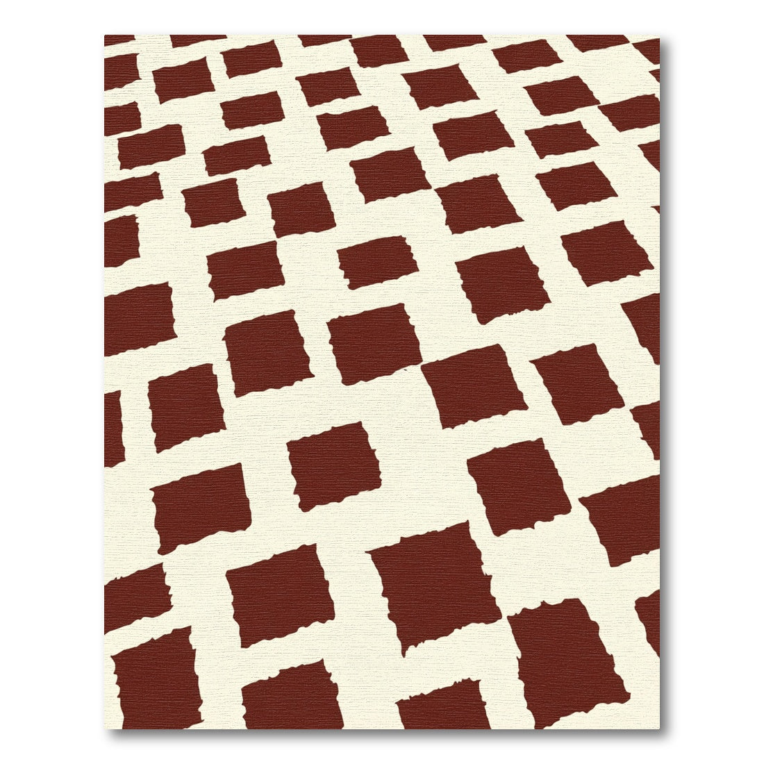 Minimalist Red Ochre Square Grid Rug