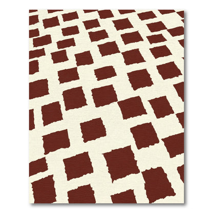 Minimalist Red Ochre Square Grid Rug